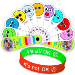 Emotional Communication Set for Kids – Emotions Face Feelings Fan & Silicone Mood Wristband – Autism, SEN & ADHD Visual Aids for Non-Verbal Speech Delay – Home & School Support