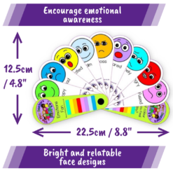 Alternative view of Emotional Communication Set for Kids – Emotions Face Feelings Fan & Silicone Mood Wristband – Autism, SEN & ADHD Visual Aids for Non-Verbal Speech Delay – Home & School Support